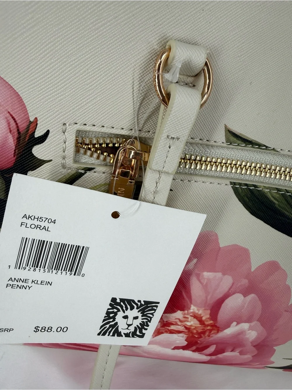 Anne Klein Pink Peony Floral Saffiano Tote Bag Shoulder Handbag Coin Purse NWT
